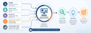 Graphic shoing all the data gather by risk management departments and how it should be used to predict and eliminate risk.